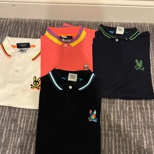 Psycho Bunny Kids Polo Shirt Set - White, Black, Navy, Coral